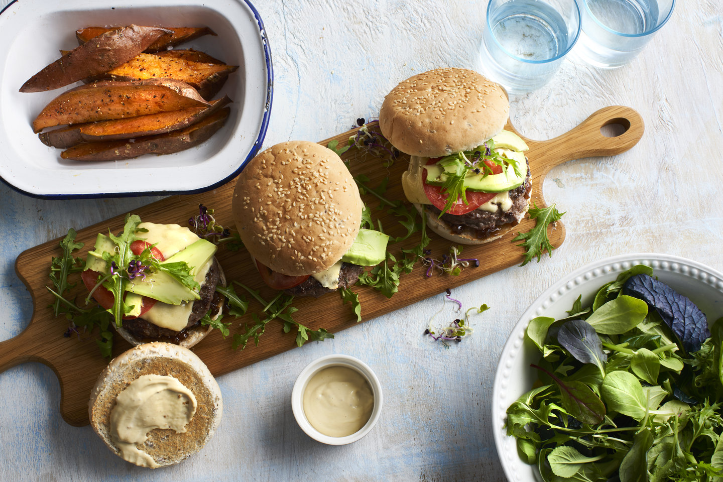 Hero image for First Light venison burger with sweet potato wedges