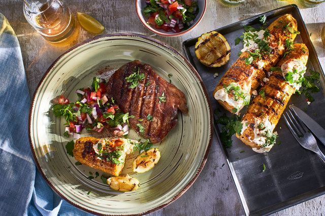 Teaser image for First Light grass-fed Wagyu steak with Mexican street-style corn