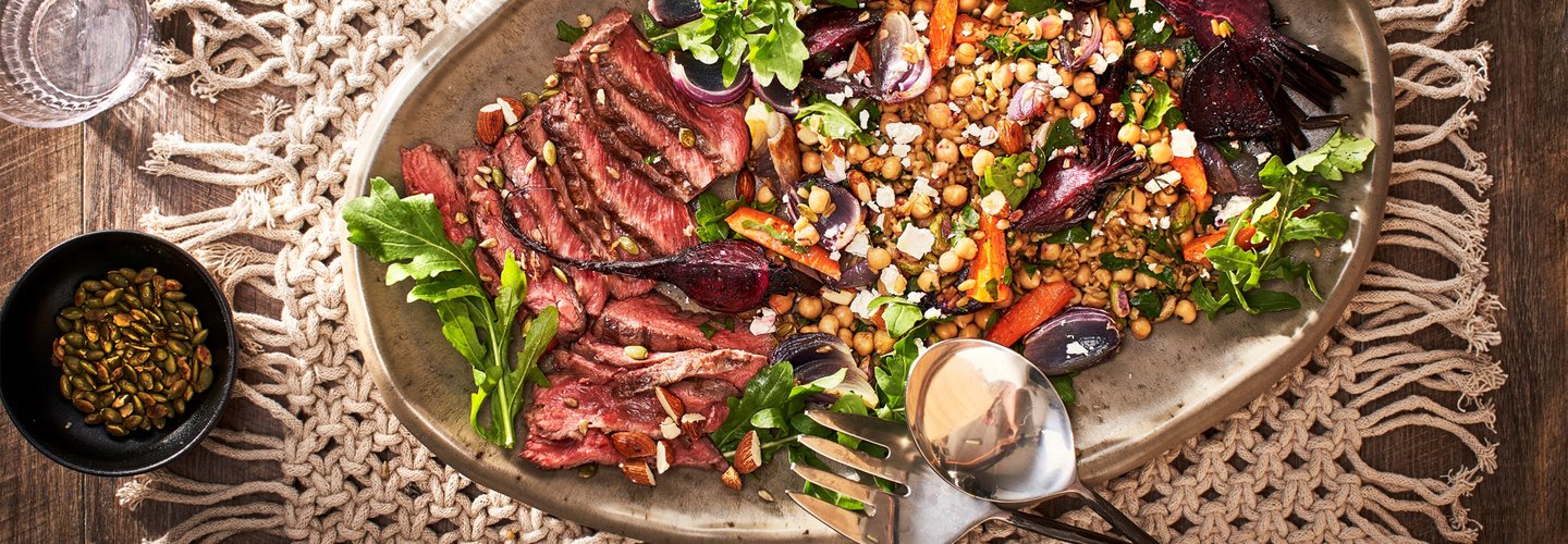 Hero image for Garlic rubbed flat iron with hearty winter salad